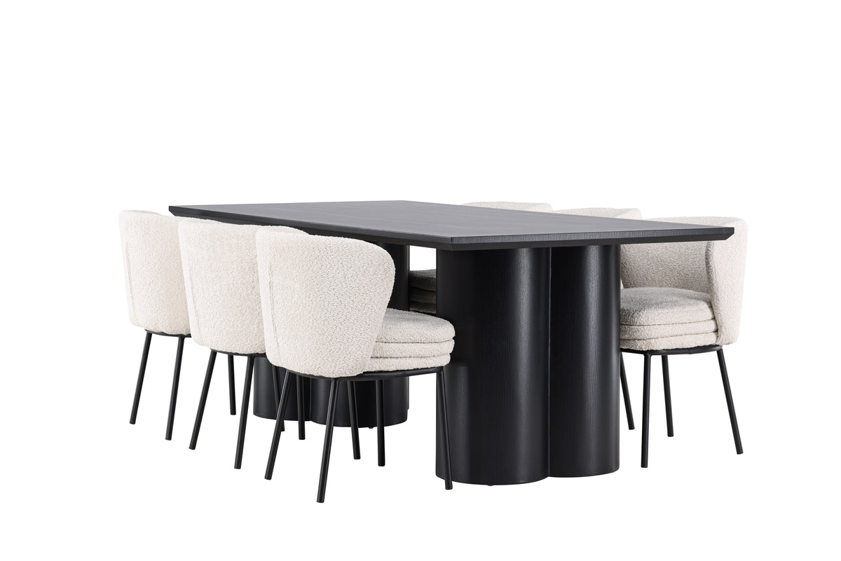 Dining Chair 2-pack White + Rectangular Dining Table 100 x 210 Black