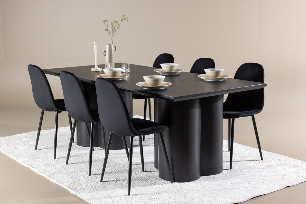 Dining Chair 2-pack Black + Rectangular Dining Table 100 x 210 Black