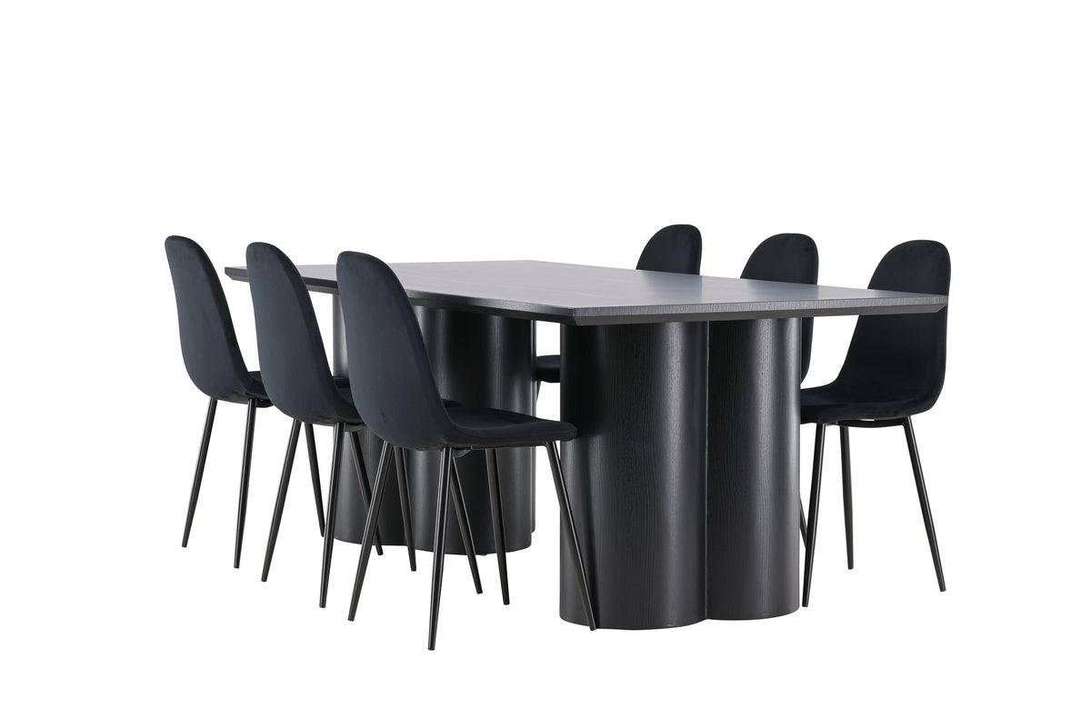Dining Chair 2-pack Black + Rectangular Dining Table 100 x 210 Black