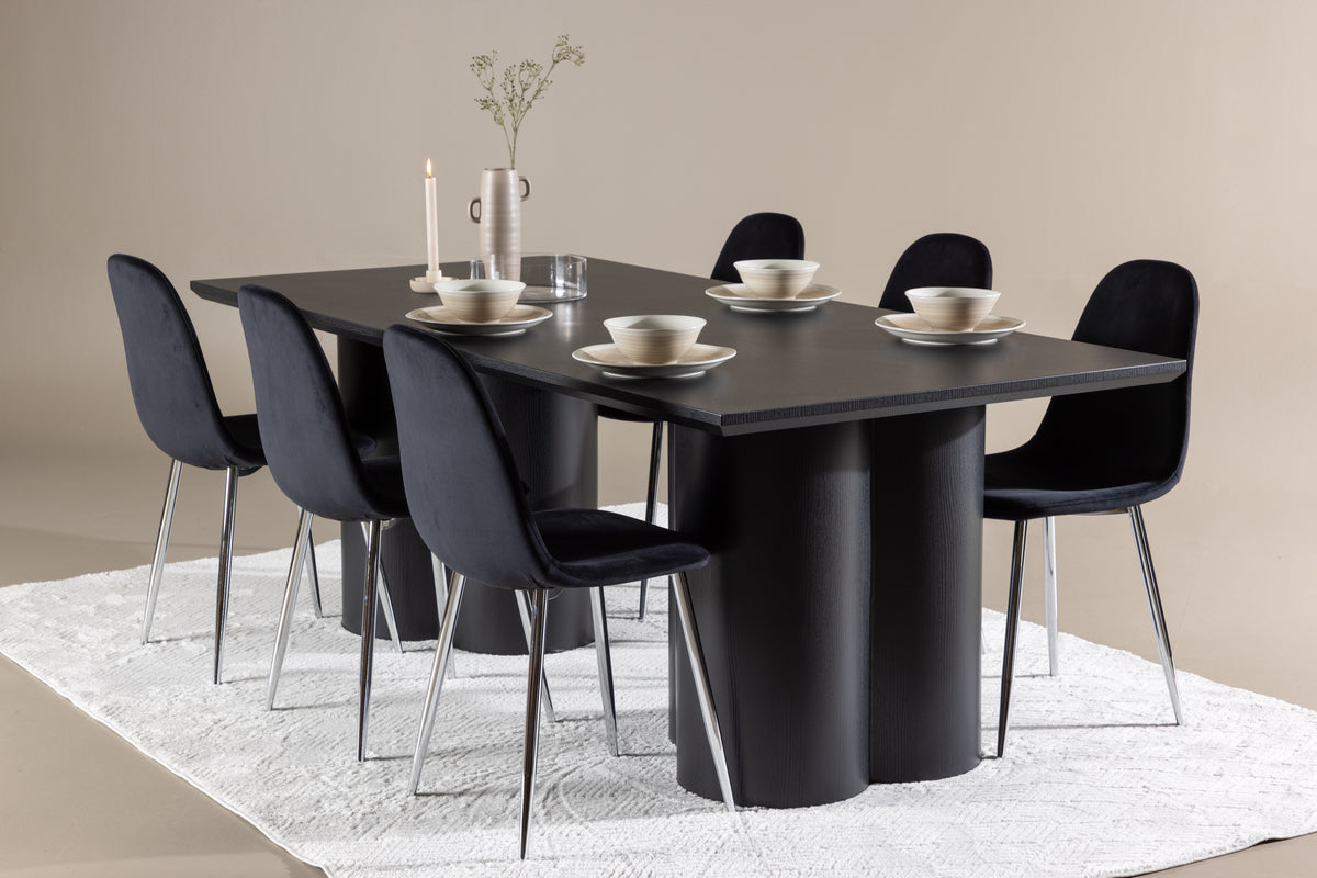 Dining Chair 2-pack Black + Rectangular Dining Table 100 x 210 Black