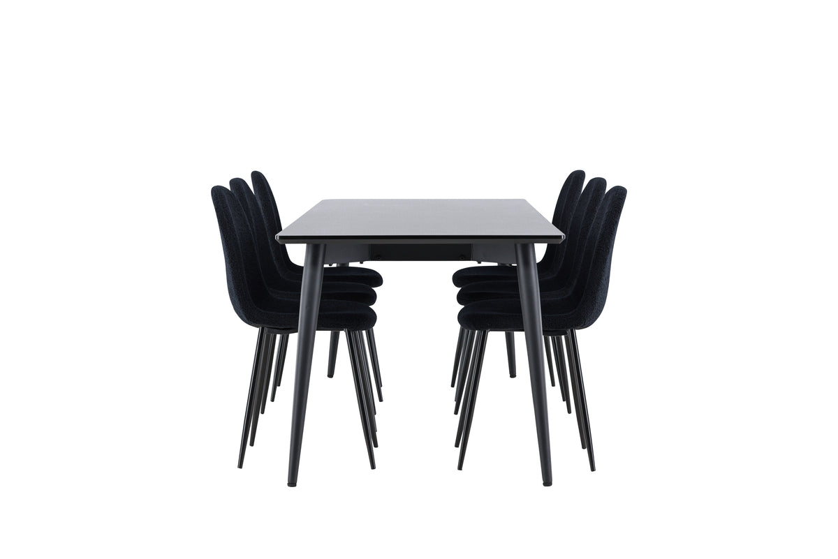 Dining Chair 2-pack Black + Rectangular Dining Table 85 x 230 Black