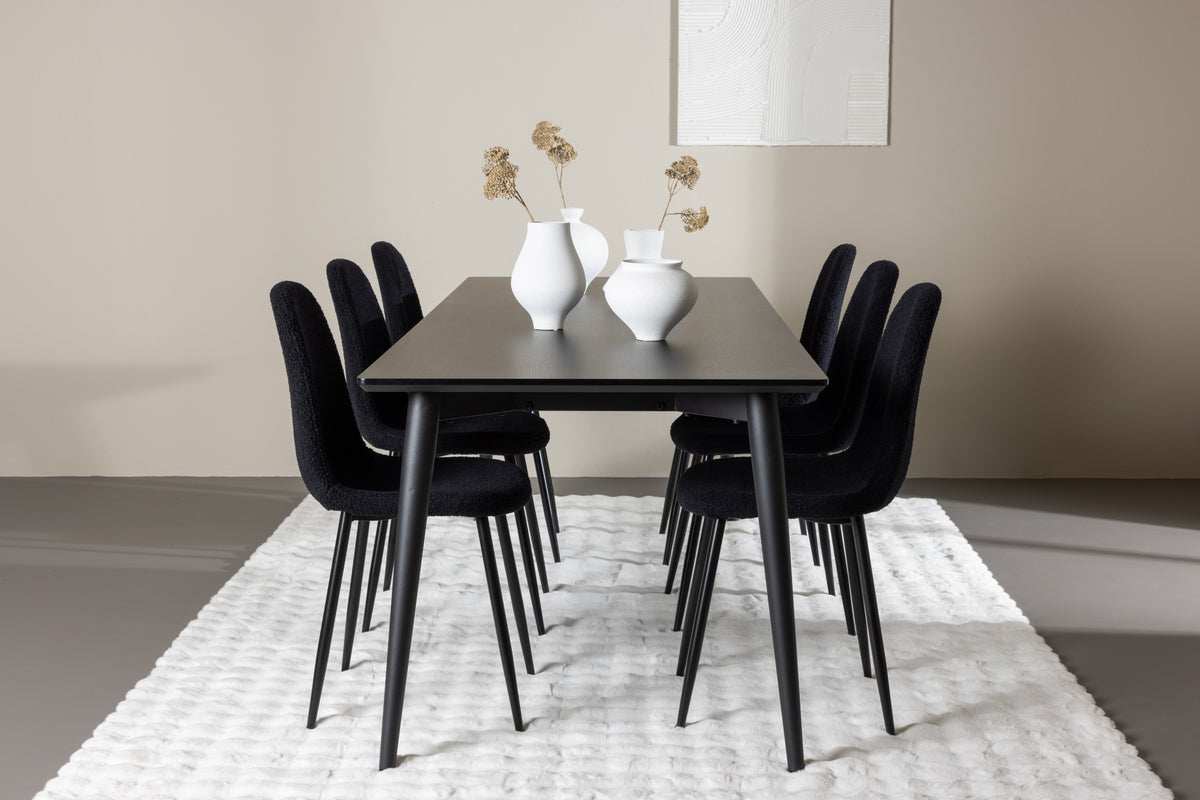 Dining Chair 2-pack Black + Rectangular Dining Table 85 x 230 Black