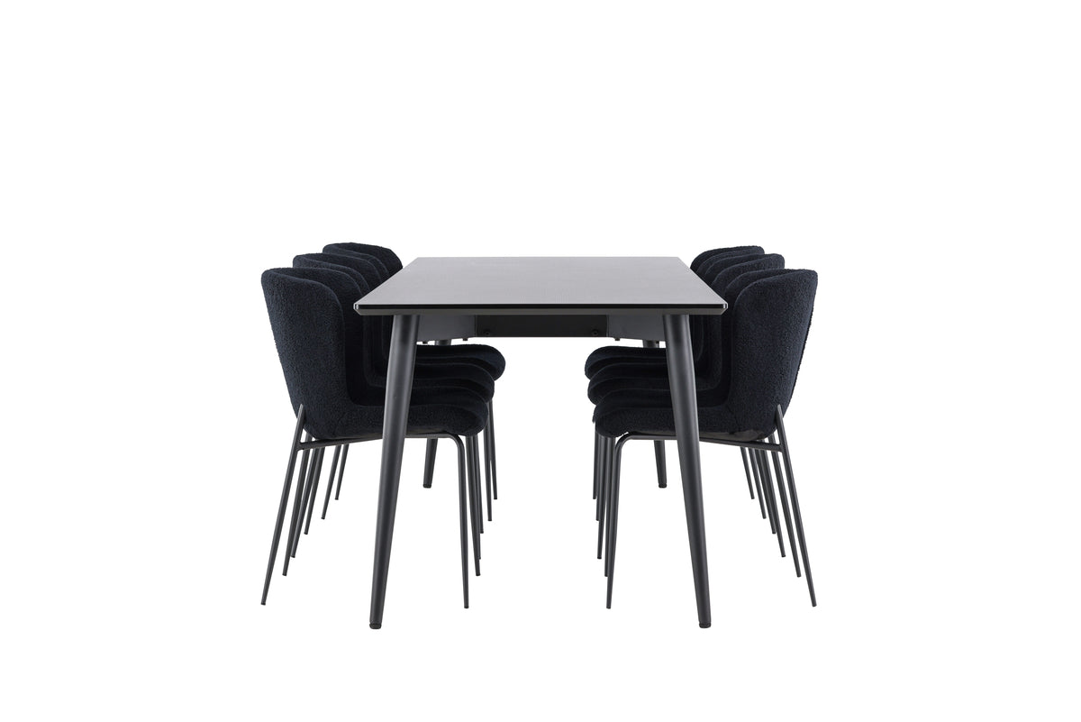 Dining Chair 2-pack Black + Rectangular Dining Table 85 x 230 Black