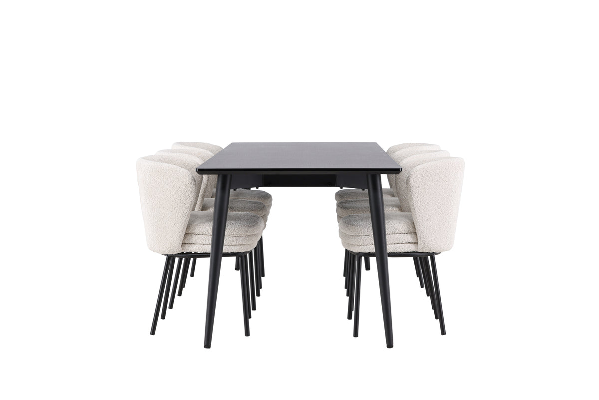 Dining Chair 2-pack White + Rectangular Dining Table 85 x 230 Black