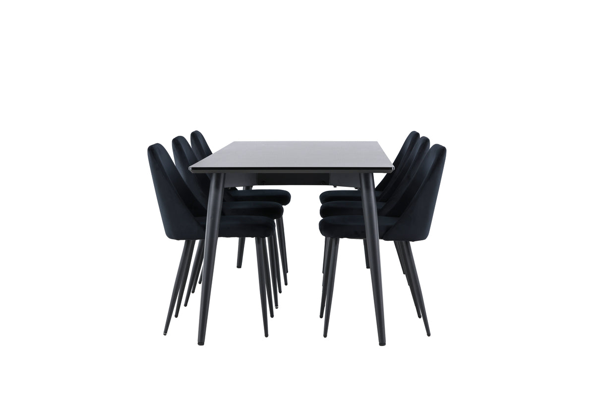 Dining Chair 2-pack Black + Rectangular Dining Table 85 x 230 Black