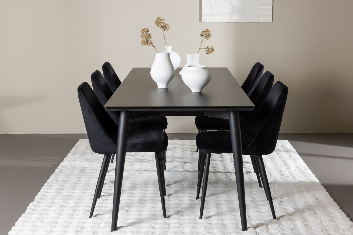 Dining Chair 2-pack Black + Rectangular Dining Table 85 x 230 Black