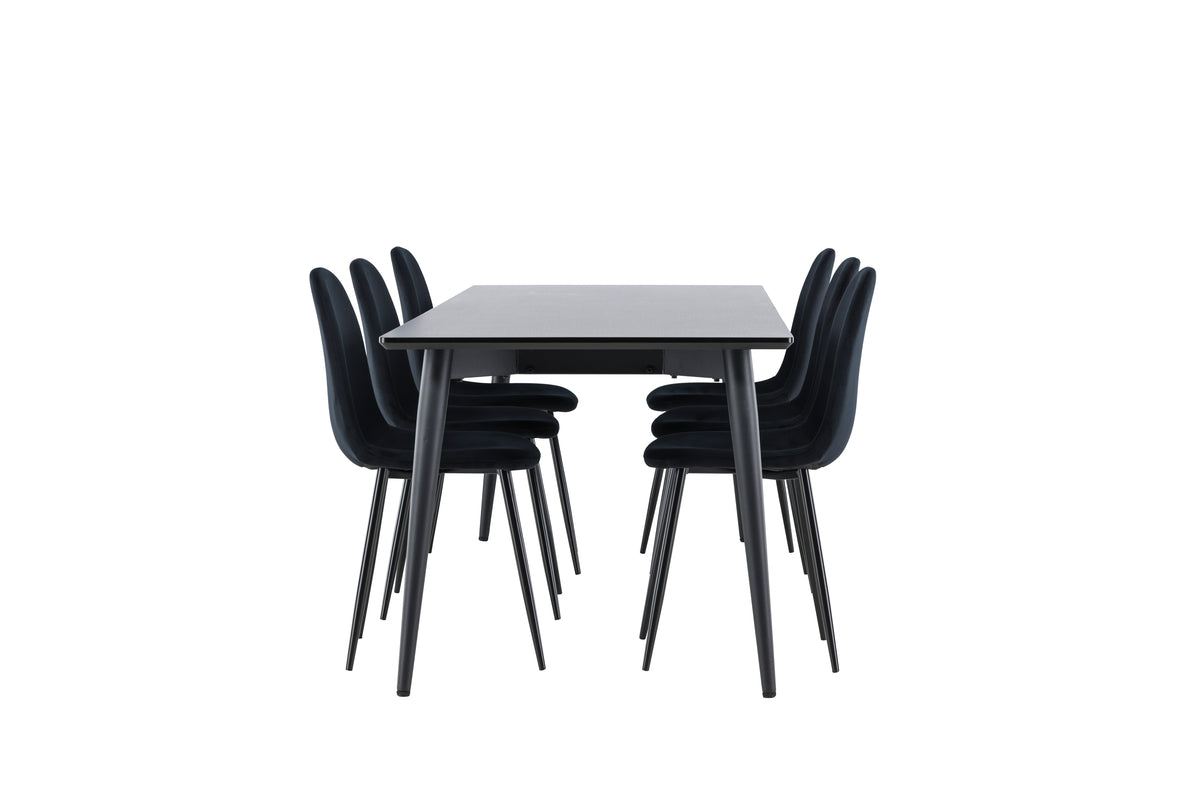 Dining Chair 2-pack Black + Rectangular Dining Table 85 x 230 Black