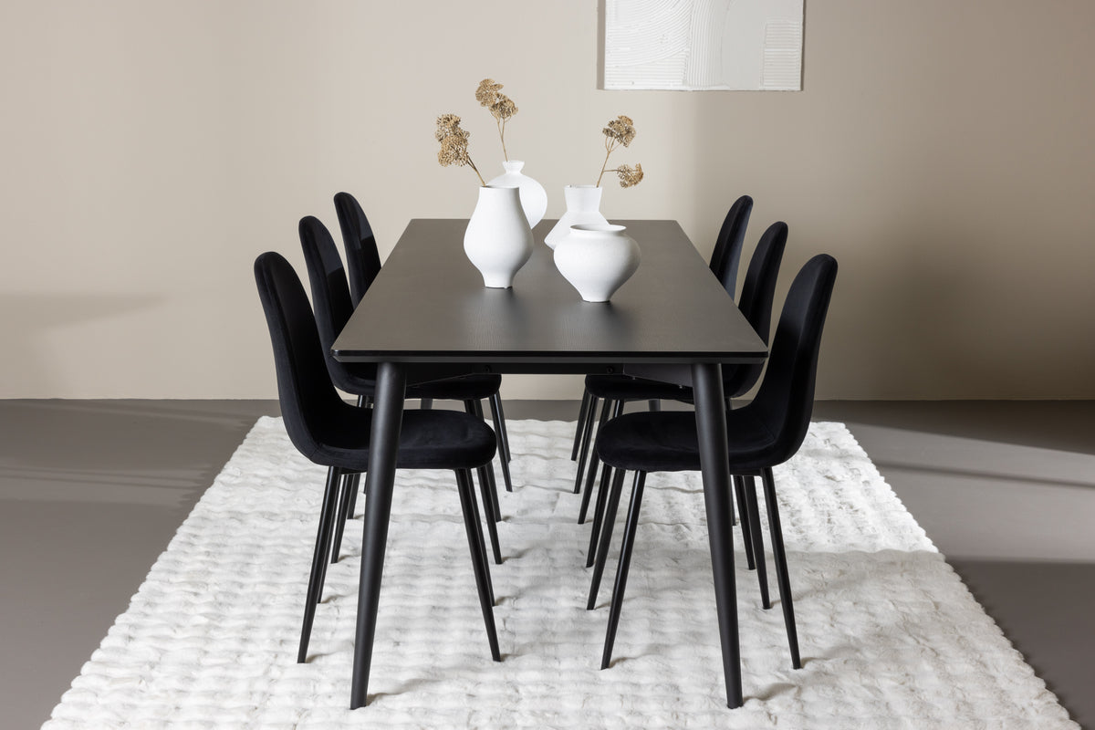 Dining Chair 2-pack Black + Rectangular Dining Table 85 x 230 Black