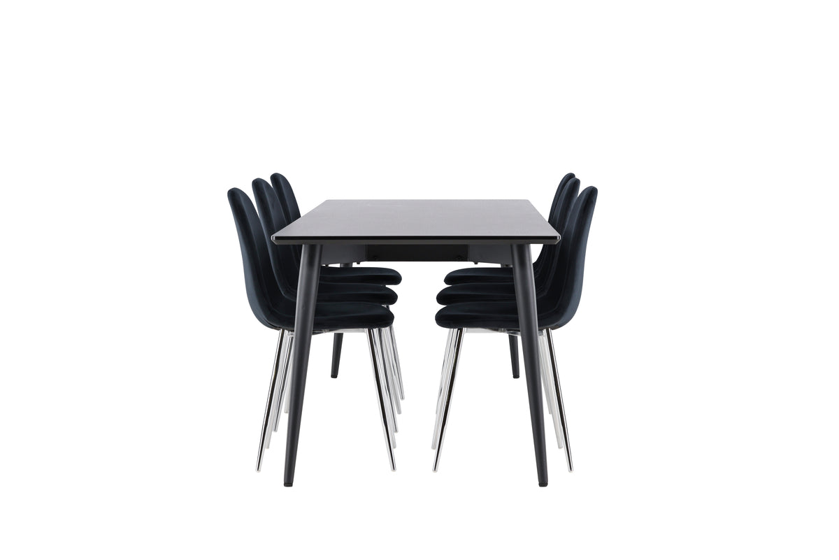 Dining Chair 2-pack Black + Rectangular Dining Table 85 x 230 Black