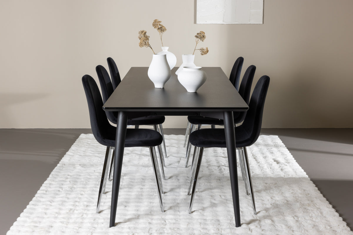 Dining Chair 2-pack Black + Rectangular Dining Table 85 x 230 Black