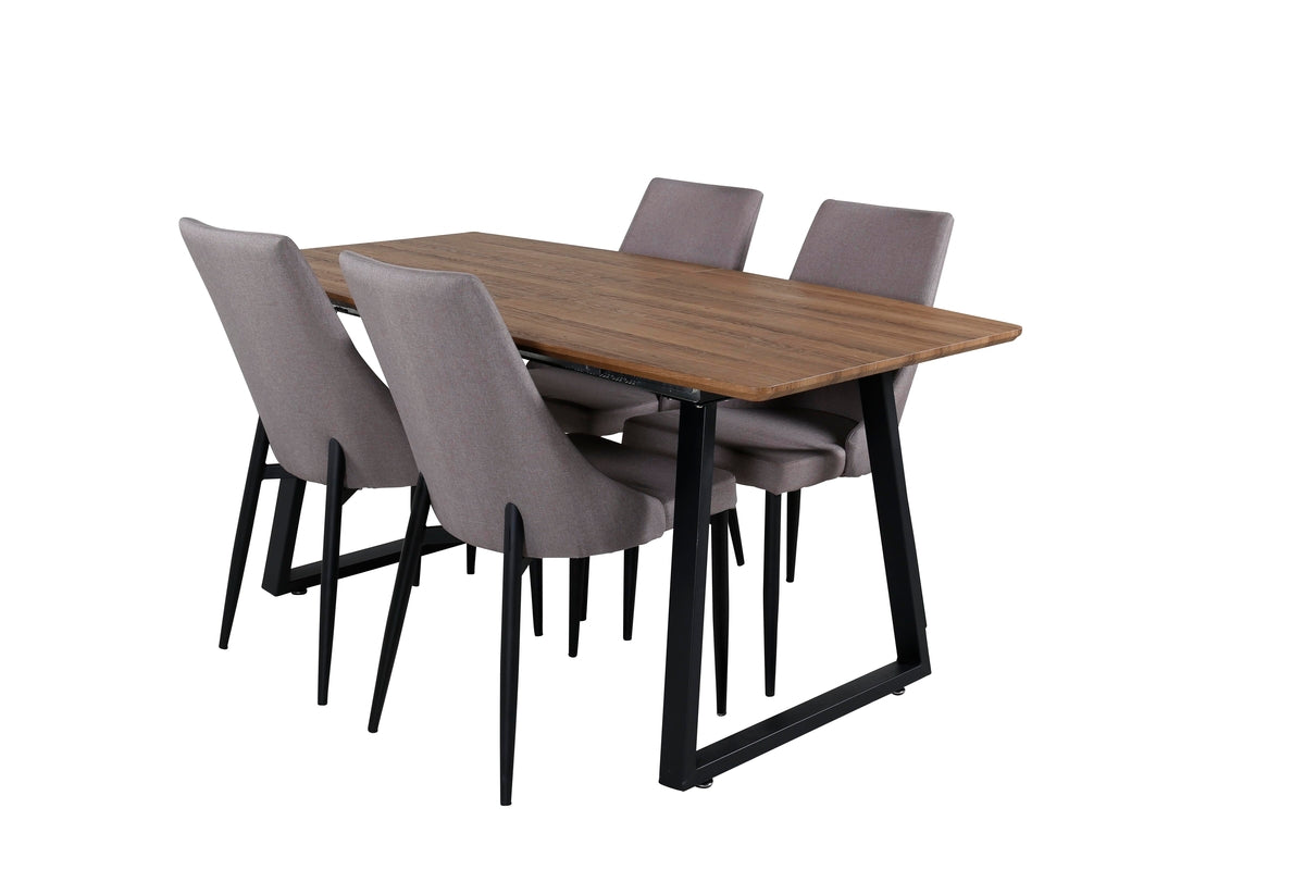 Dining Chair 2-pack Grey + Rectangular Dining Table 75 x 160 x 85 Walnut