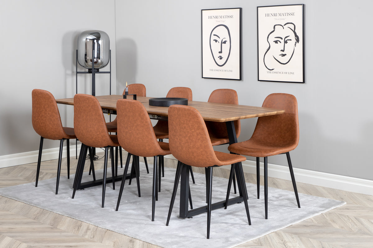 Dining Chair 2-pack Brown + Rectangular Dining Table 75 x 160 x 85 Walnut