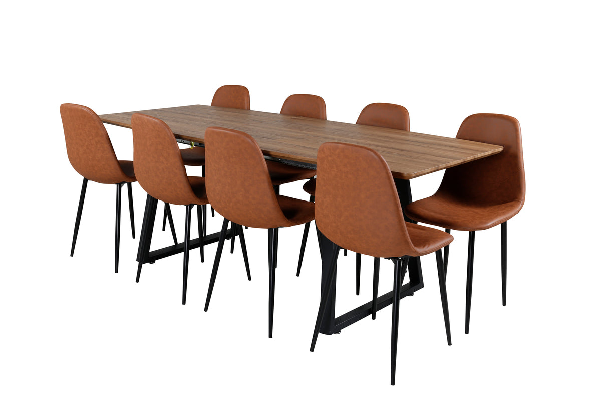 Dining Chair 2-pack Brown + Rectangular Dining Table 75 x 160 x 85 Walnut