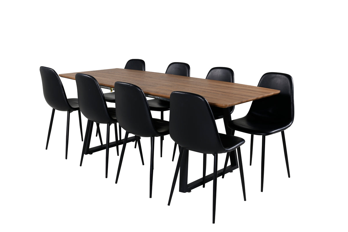 Dining Chair 2-pack Black + Rectangular Dining Table 75 x 160 x 85 Walnut