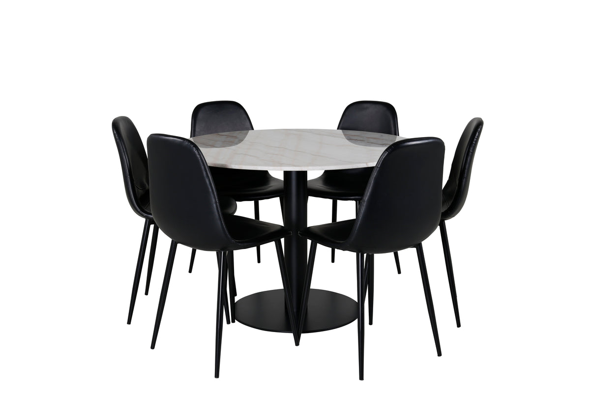 Dining Chair 2-pack Black + Round Dining Table ø106 White
