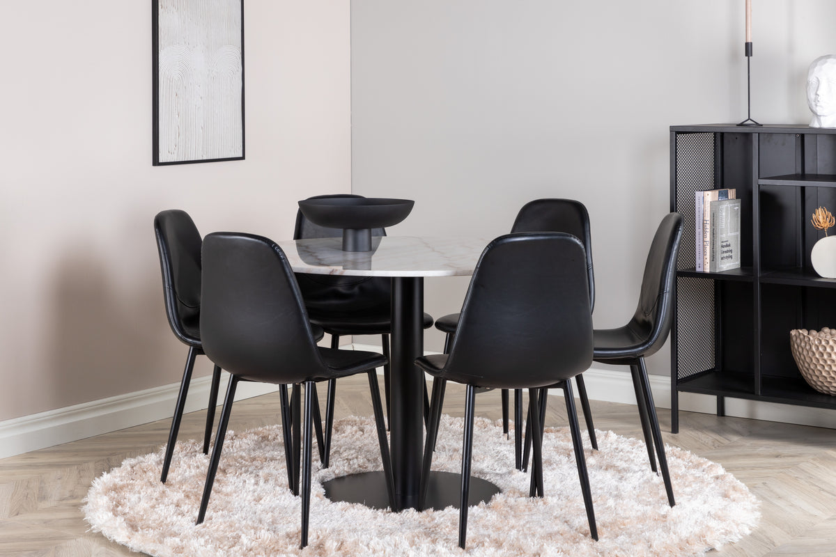 Dining Chair 2-pack Black + Round Dining Table ø106 White