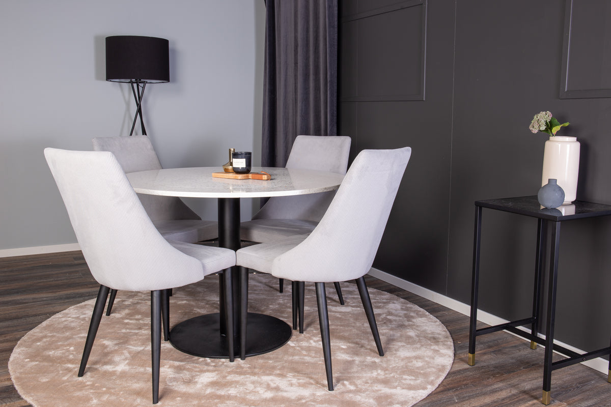 Ronde Eetkamerset – Ronde Eettafel + 4 Witte Eetkamerstoelen