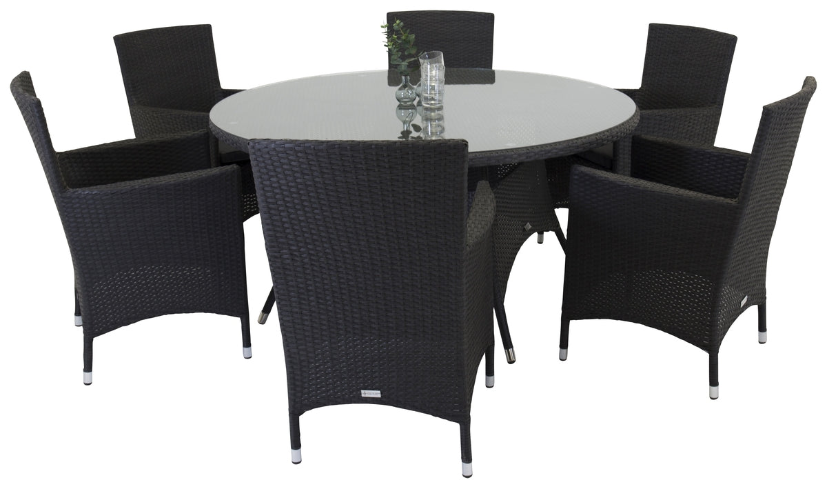 Round Dining Table ø150 Black + Dining Chair 2-pack Black