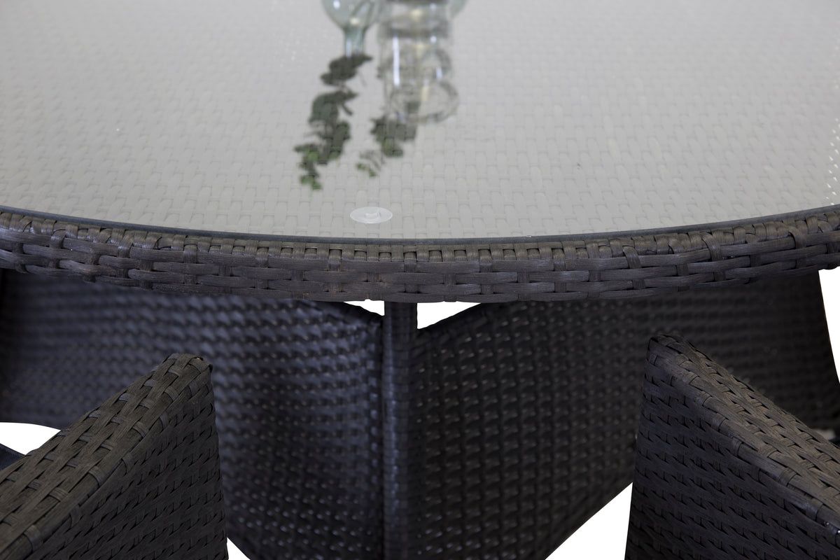 Round Dining Table ø150 Black + Dining Chair 2-pack Black