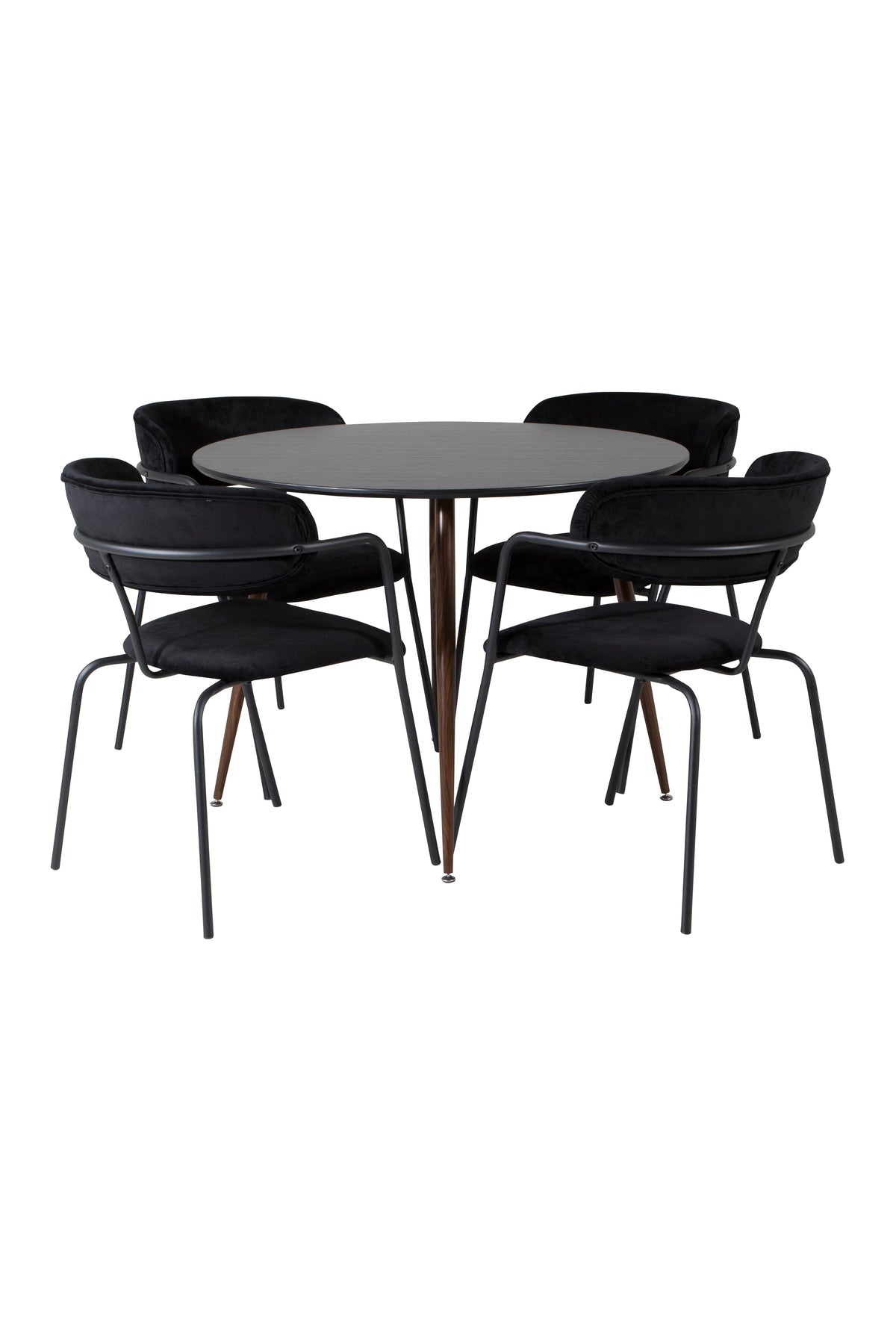 Dining Chair 2-pack Black + Round Dining Table ø100 Black